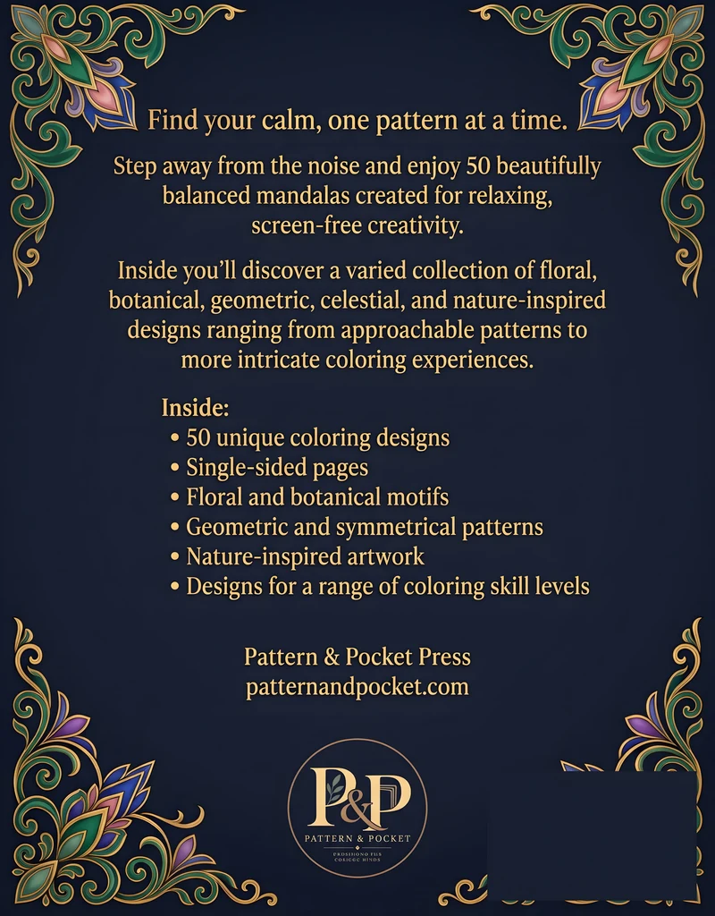 Official back cover of Mindful Harmony detailing features and design overview.